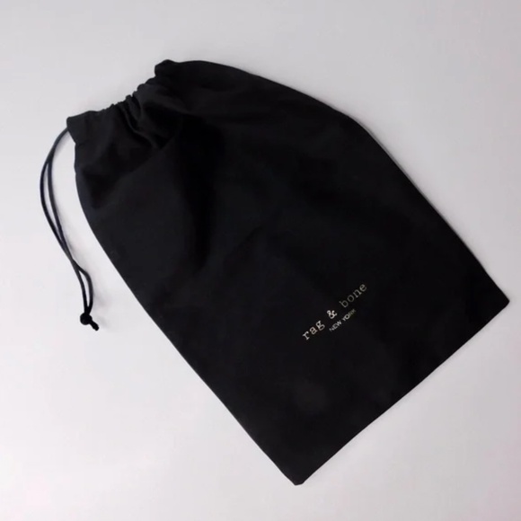 NEW!! RAG & BONE Black Drawstring Shoe Bag Dust Cover Travel Shoes 15" x 9.75" - Picture 4 of 5